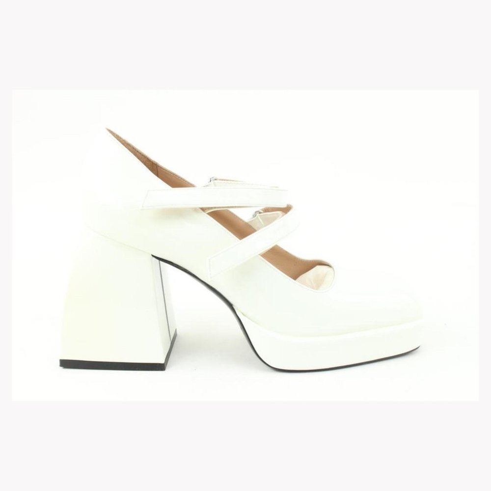 Nodaleto Size 40 Ceramic Patent Leather Bulla Babies Platforms 47n321s
